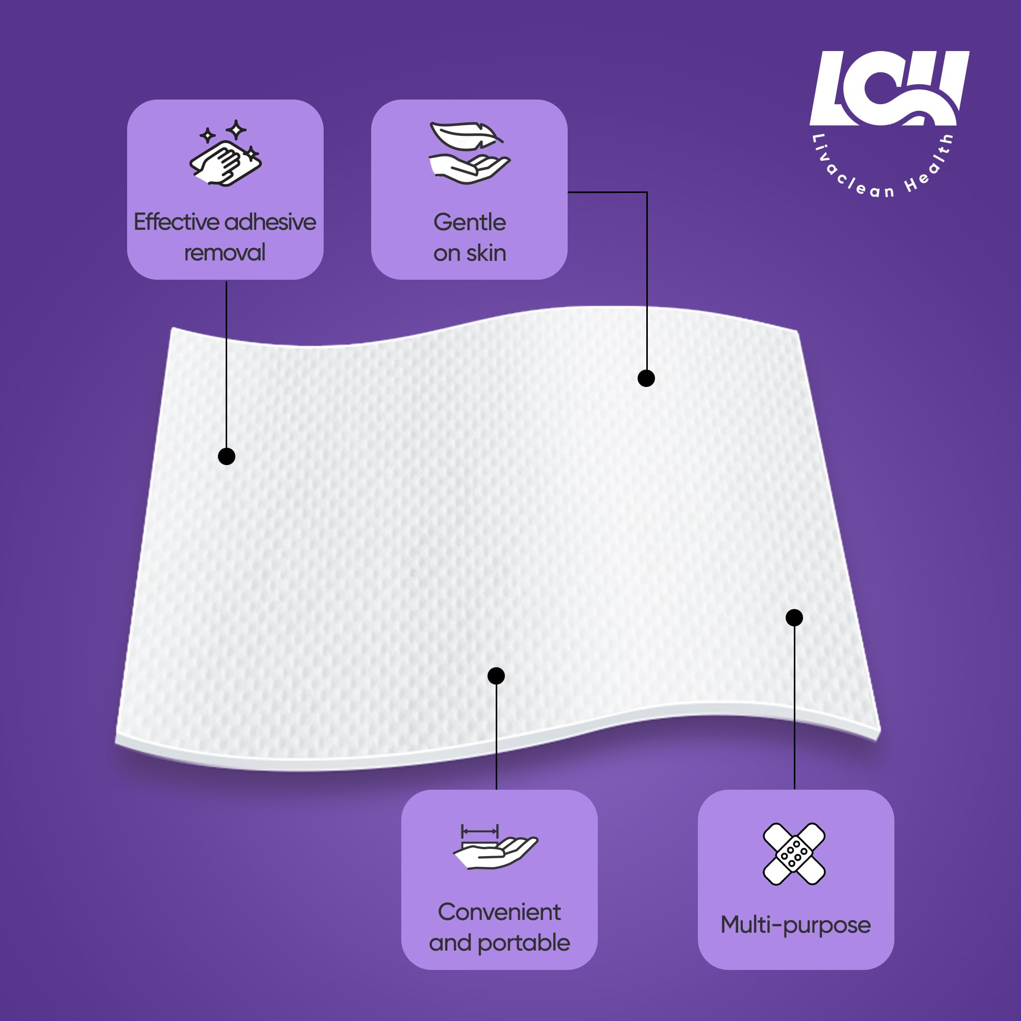 Livaclean Health wipes suitable for ostomy and device residue management.