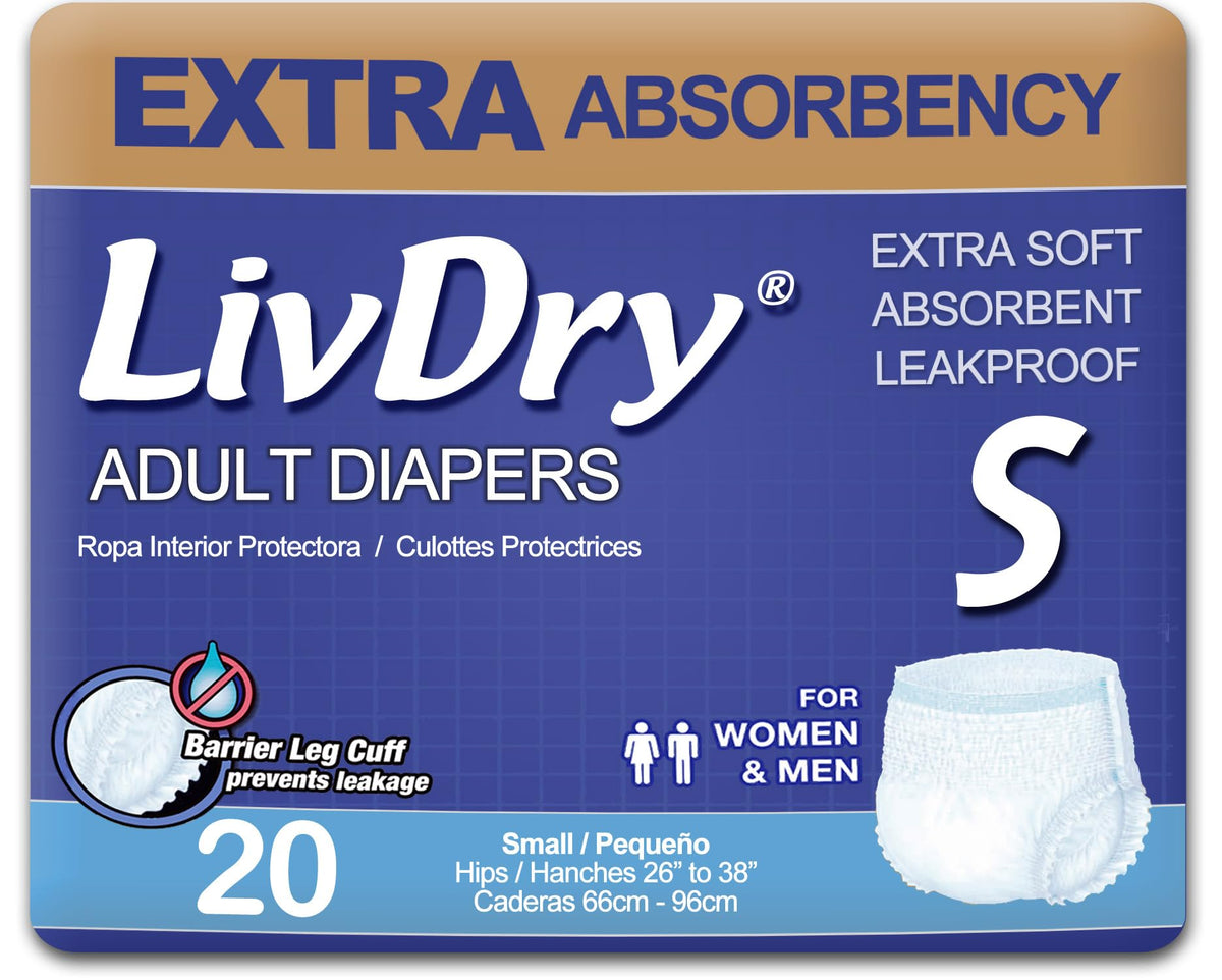 LivDry adult underwear small with discreet pack for daily wear and protection.