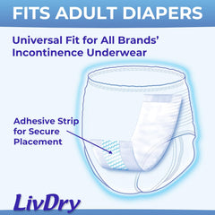 LivDry booster pad highlighting flow-through design absorbing liquid quickly.