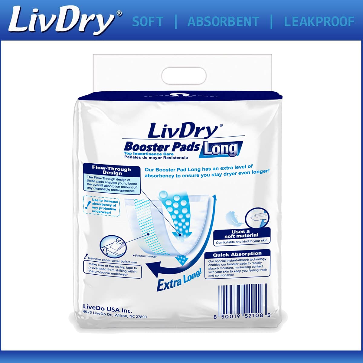 LivDry booster pad next to ruler to show generous 18.5-inch size.