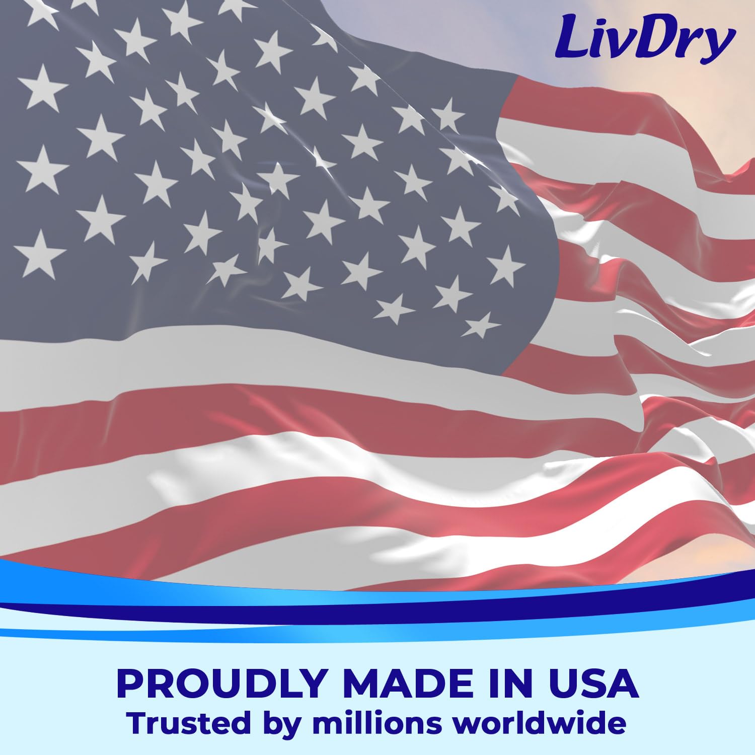 LivDry front colored stitching helps identify the correct orientation.