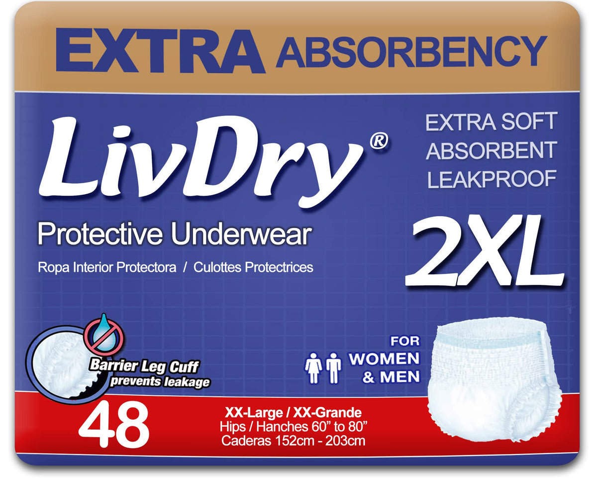 LivDry XXL underwear pack front view for all-day comfort
