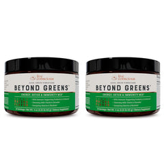 Live Conscious Beyond Greens matcha powder tub showing convenient daily superfood boost