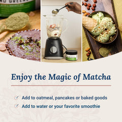 Live Conscious Beyond Greens powder scoop ready for quick, energizing smoothies.