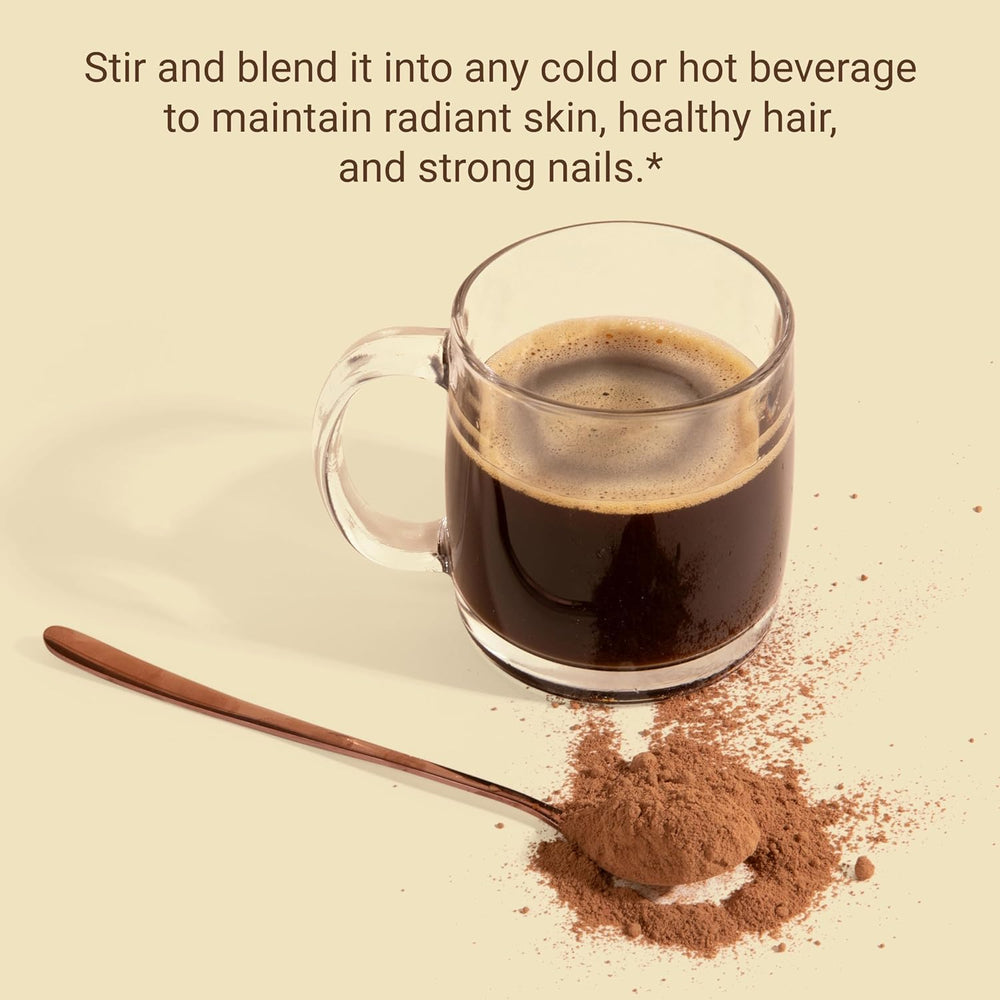 Live Conscious Collagen Peptides Powder Chocolate hot cocoa cup for cozy use.