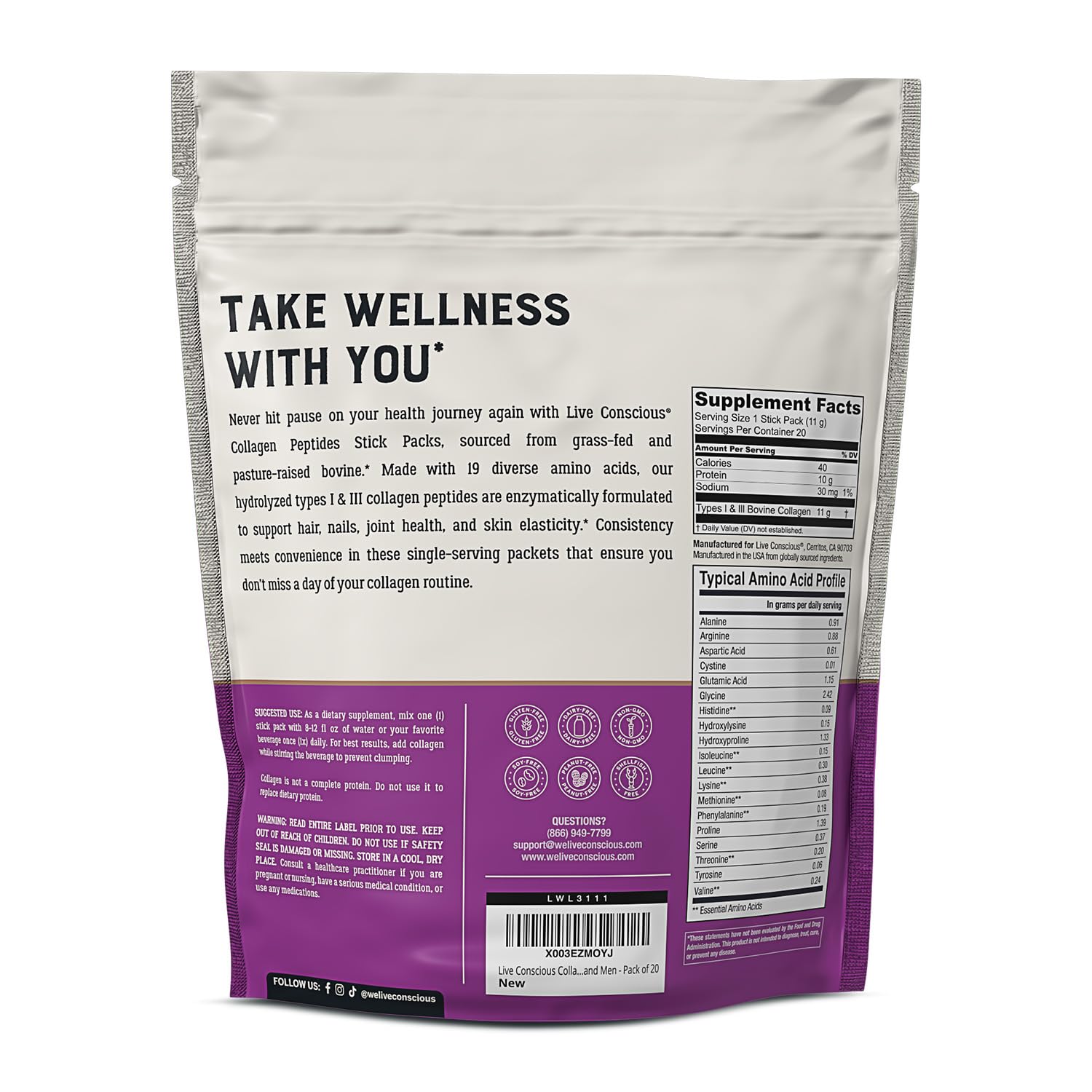 Unflavored collagen powder close-up reveals fine texture.