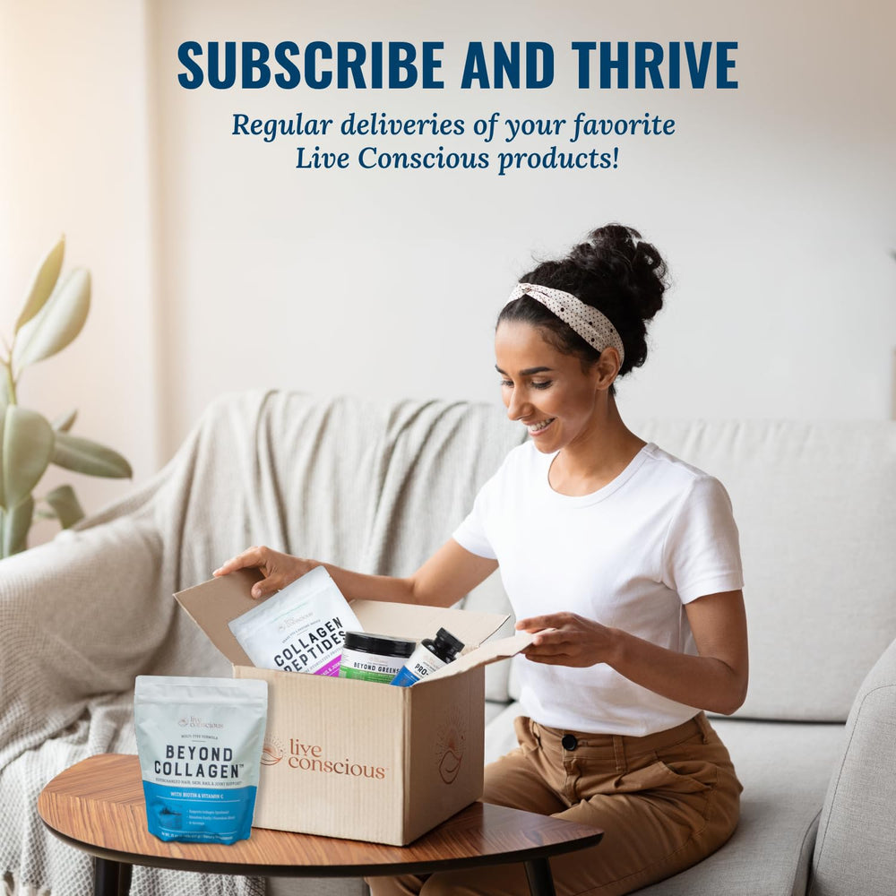 Live Conscious Colostrum Powder in a daily wellness routine setup