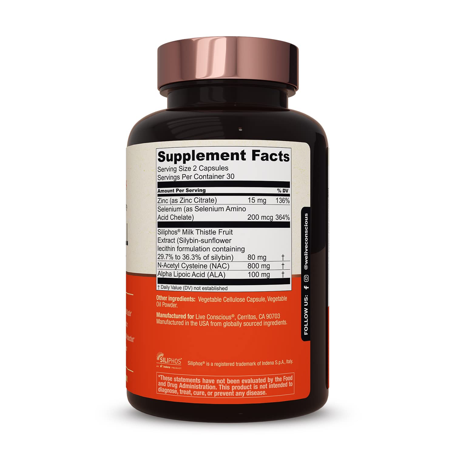Live Conscious LiverWell NAC capsule closeup emphasizing antioxidant support