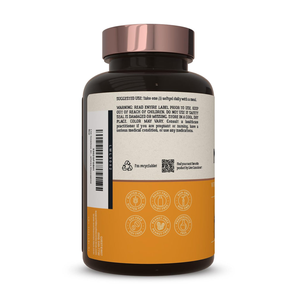 Live Conscious MoveWell Plus krill oil pour demonstrates daily supplementation ease.