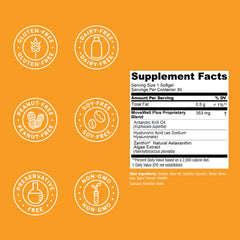 Live Conscious MoveWell Plus astaxanthin softgels highlighting antioxidant support.