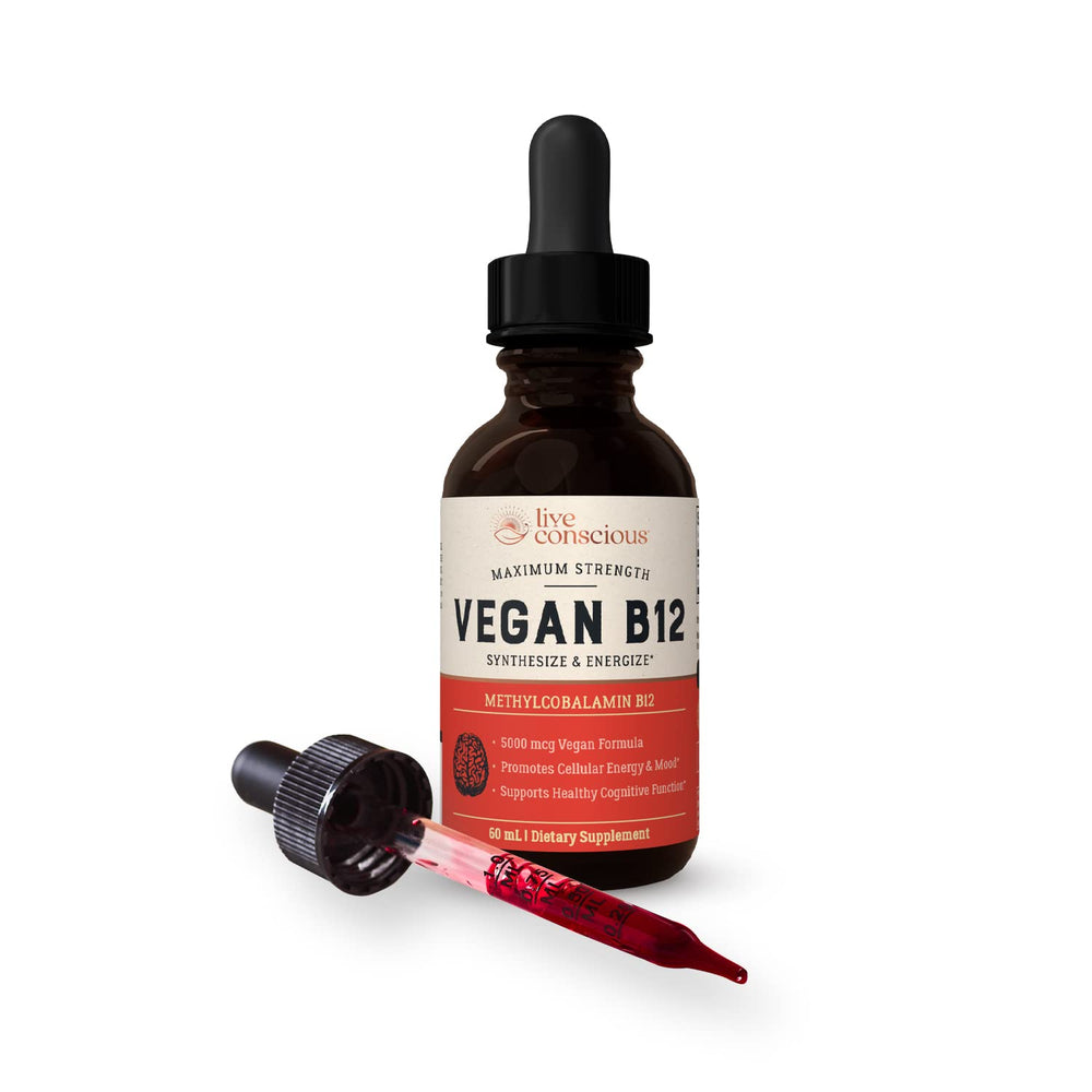 Live Conscious vegan B12 ingredients showcase clean vegan formula
