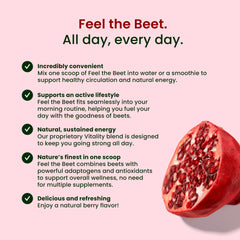LIVE IT UP Feel The Beet bottle front featuring adaptogens