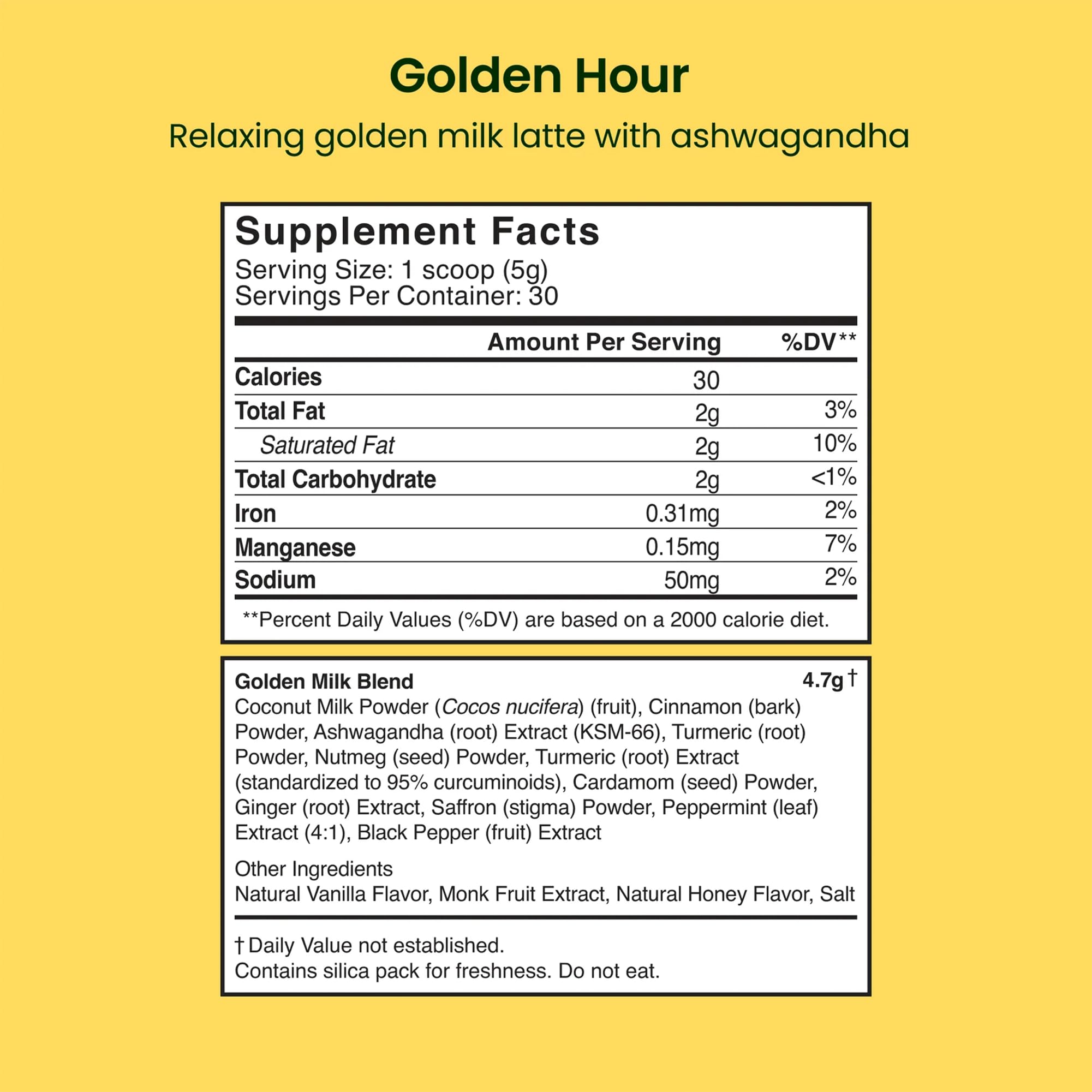 LIVE IT UP Golden Hour ingredients feature turmeric and ginger.