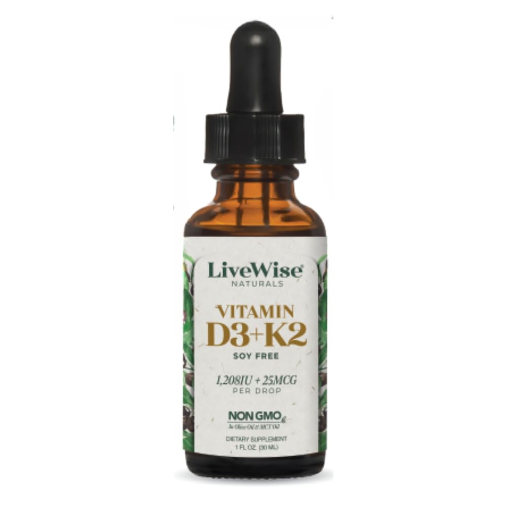 Live Wise Naturals D3 K2 drops bottle made in USA.