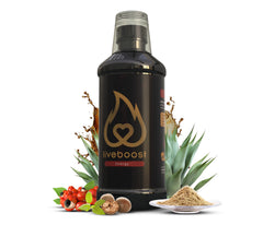 LIVEBOOST bottle front label showcases natural ingredients for daily vitality.