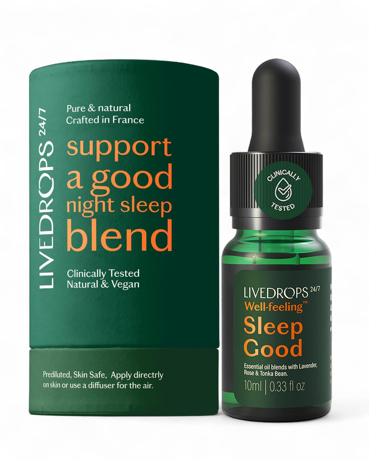 Livedrops 24/7 Sleep Good bottle pour for a calming bedtime ritual