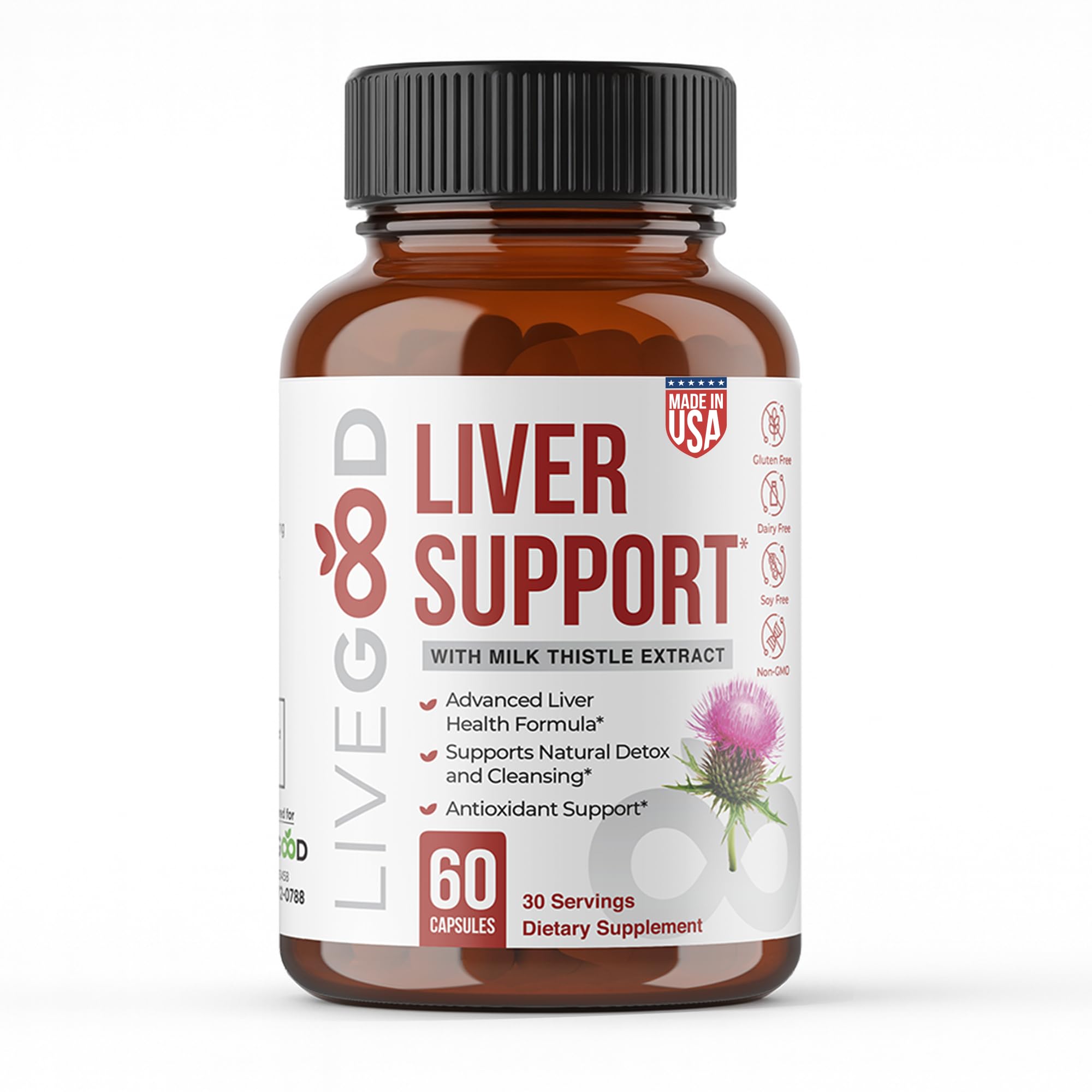 LIVEGOOD Liver Support bottle front showing premium packaging for daily detox