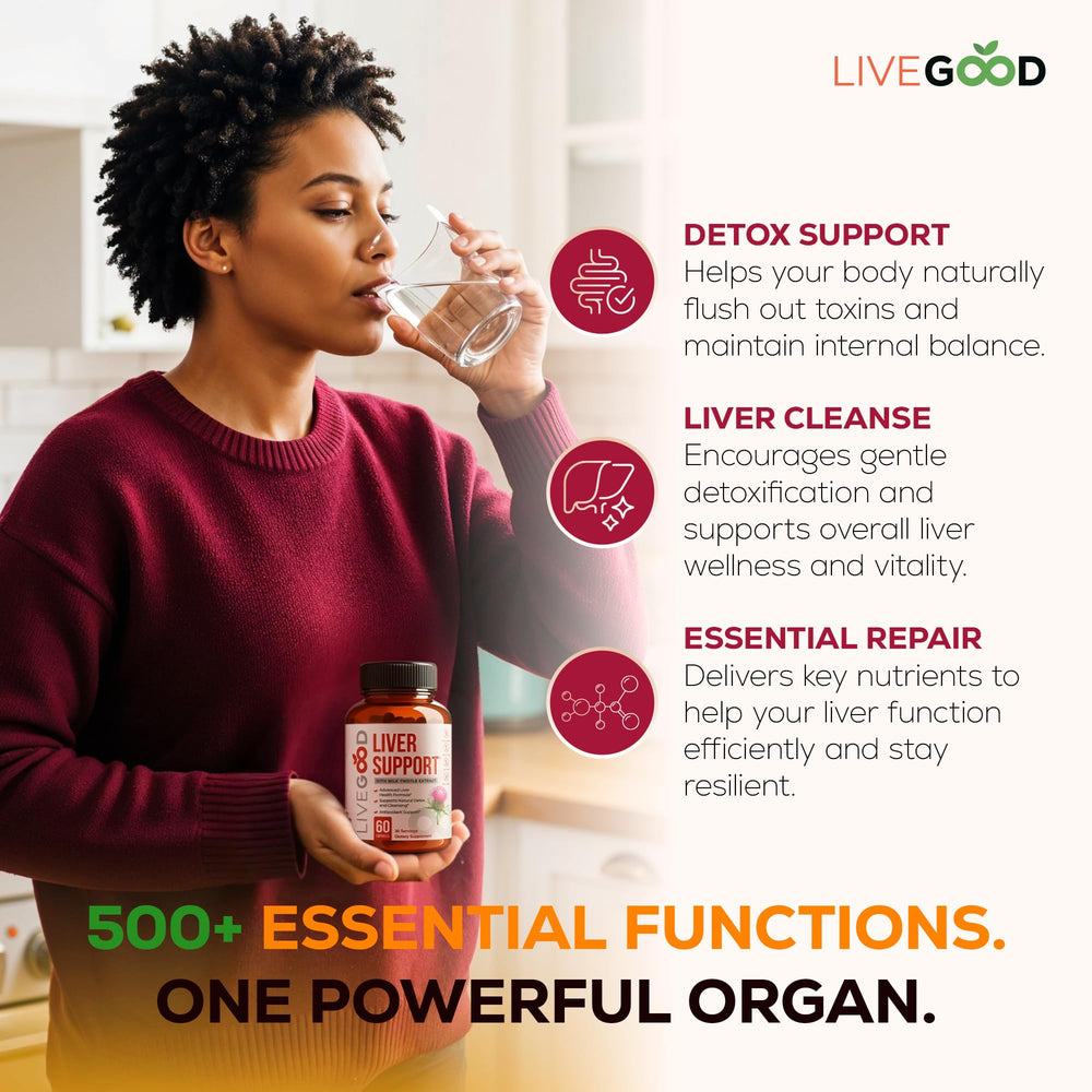 LIVEGOOD Liver Support packaging interior view emphasizes value and quality