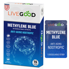 LIVEGOOD Methylene Blue oral strip dissolving on the tongue for quick cognitive support