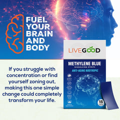 LIVEGOOD Methylene Blue strip dissolving under the tongue for fast absorption