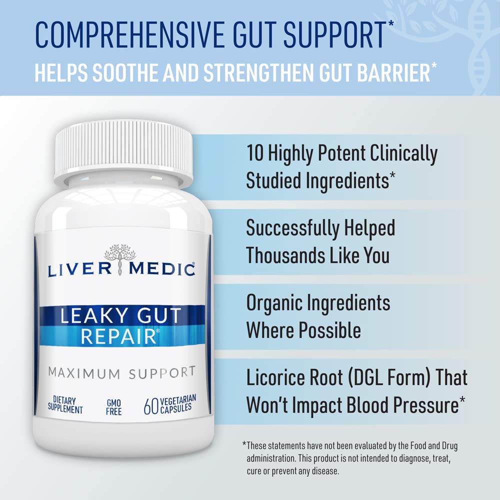 Liver Medic Leaky Gut Repair daily-routine scene suggests easy use morning or night.