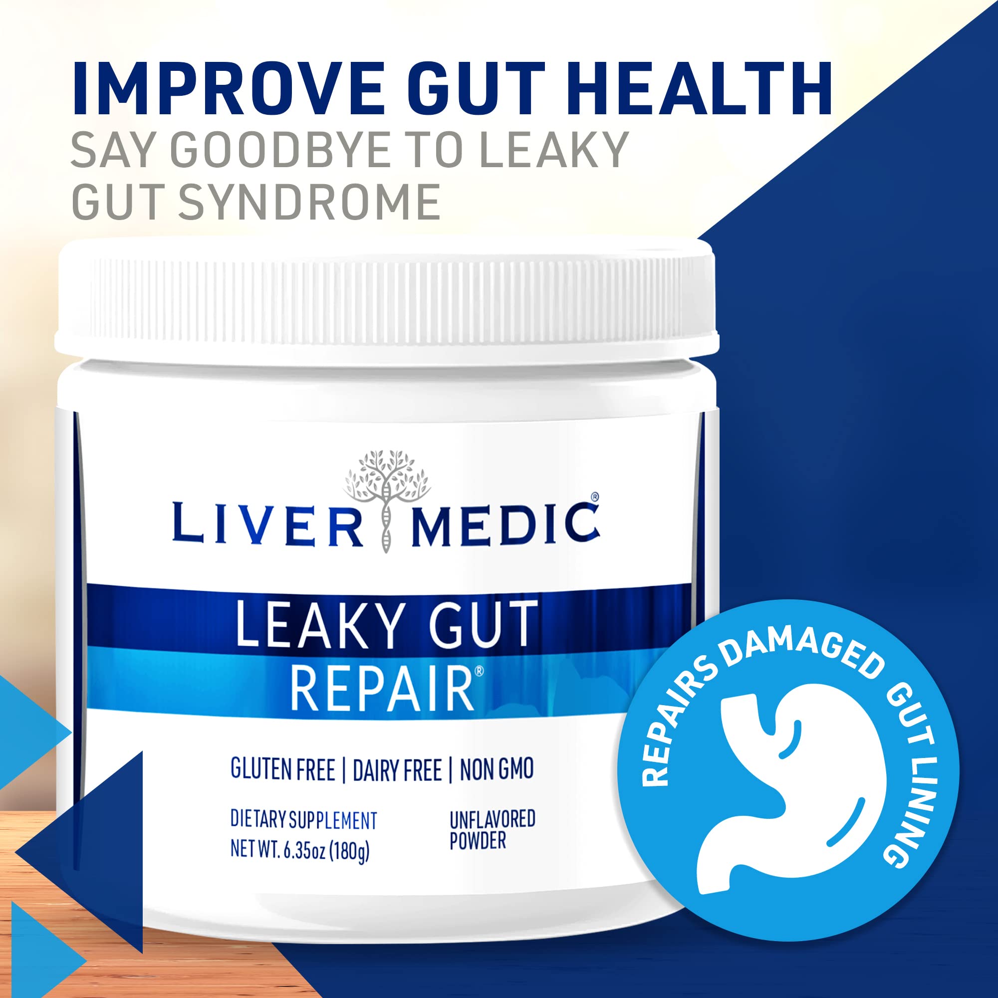 Liver Medic Leaky Gut Repair scoop included for easy dosing