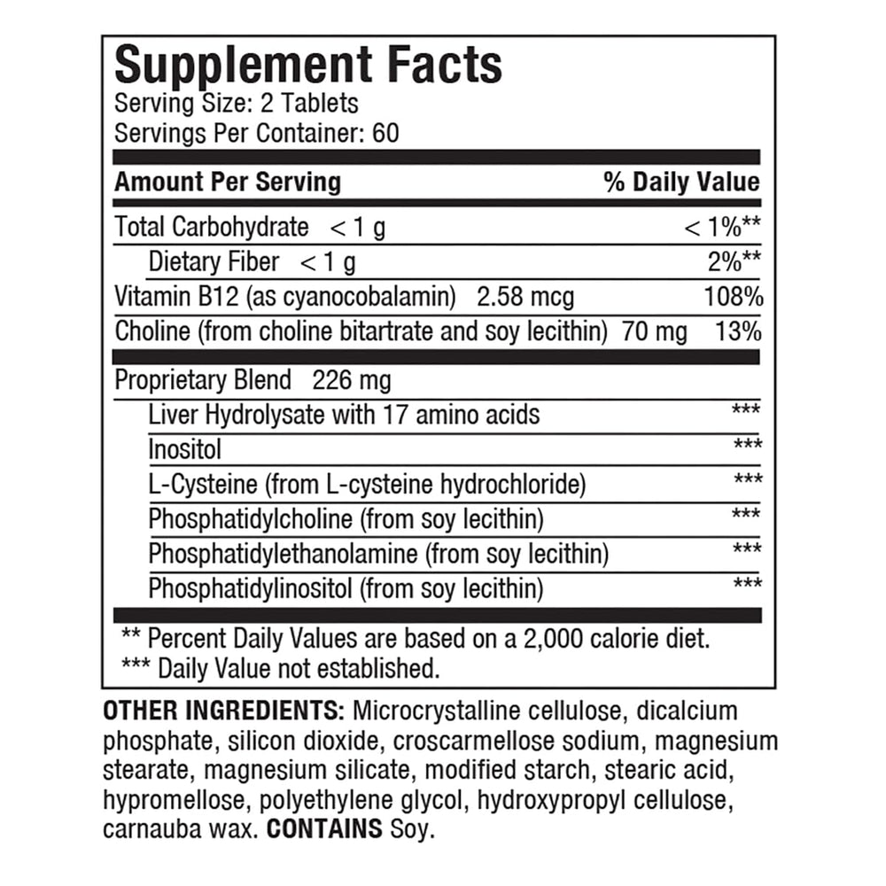 Close-up of Liverite Liver Aid bottle highlighting easy-to-take tablets.