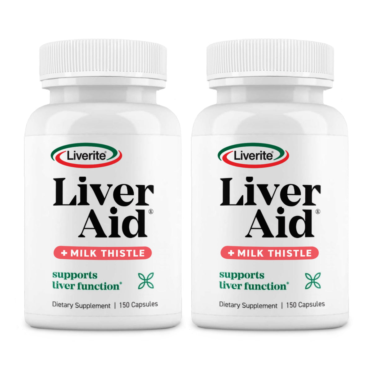 Liverite Liver Aid 2-pack bottle-front highlight packaging for liver support