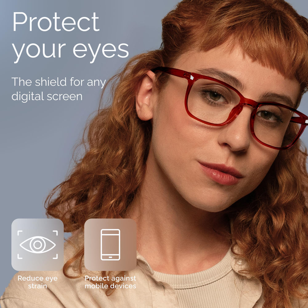 Livho blue light glasses worn at desk to ease long-screen work fatigue