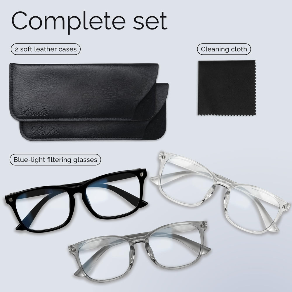 Livho High Tech Blue Light Glasses flat lay showing professional style.