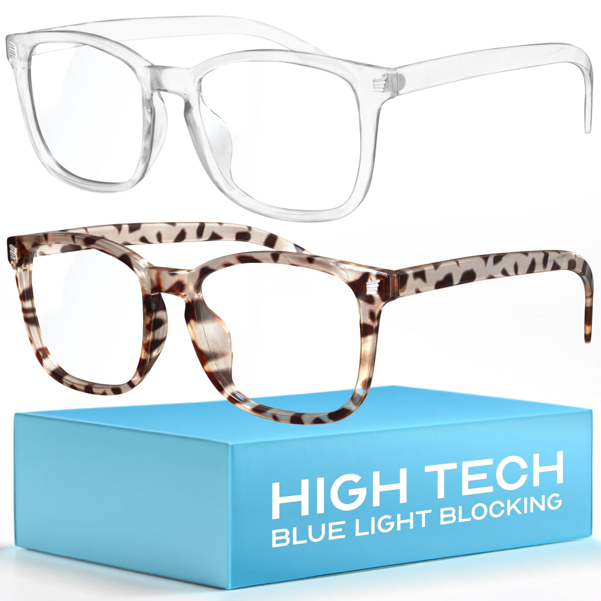 Livho High Tech Blue Light Glasses front view reduces screen glare during long work sessions.