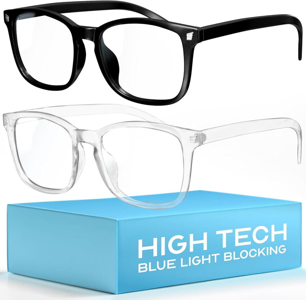 Livho High Tech Blue Light Glasses on desk reduce eye strain for long work sessions.