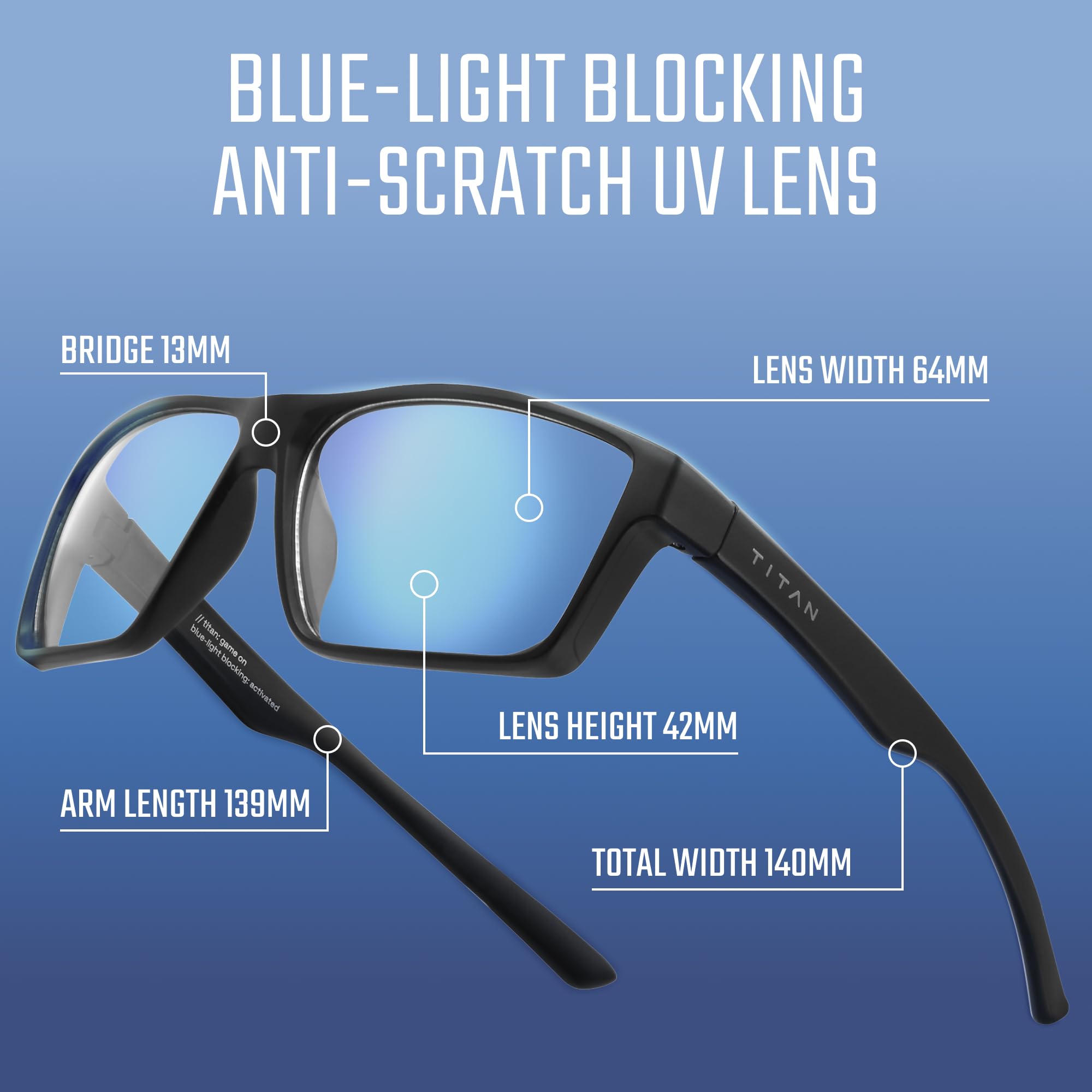 Livho Titan Gaming Glasses side profile with comfortable temples for all-day wear