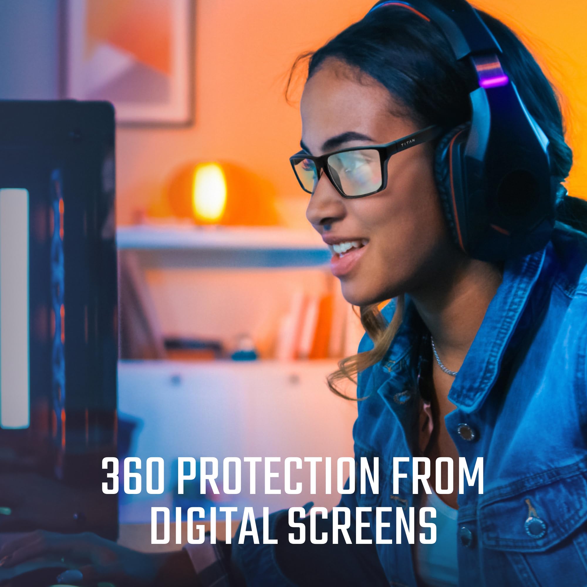 Livho Titan Gaming Glasses UV400 protected lenses reduce glare outdoors