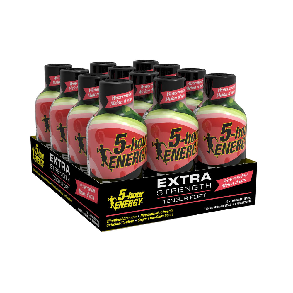 Living Essentials 5-Hour Energy Watermelon Shot bottle providing a quick energy lift on the go.