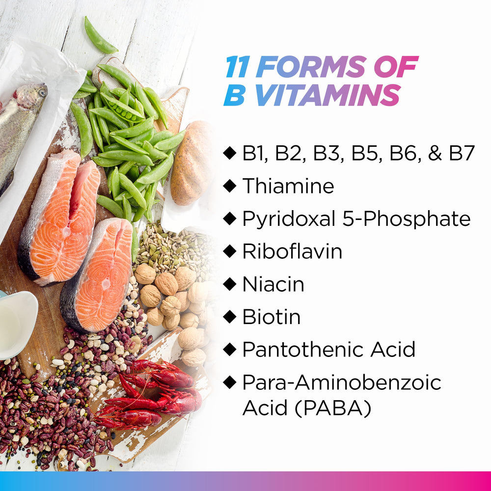 Livingood Daily B Complex bottle back label lists 11 active B vitamins