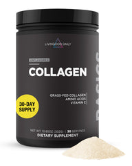 Livingood Daily collagen powder bottle shows clean-label daily wellness packaging.