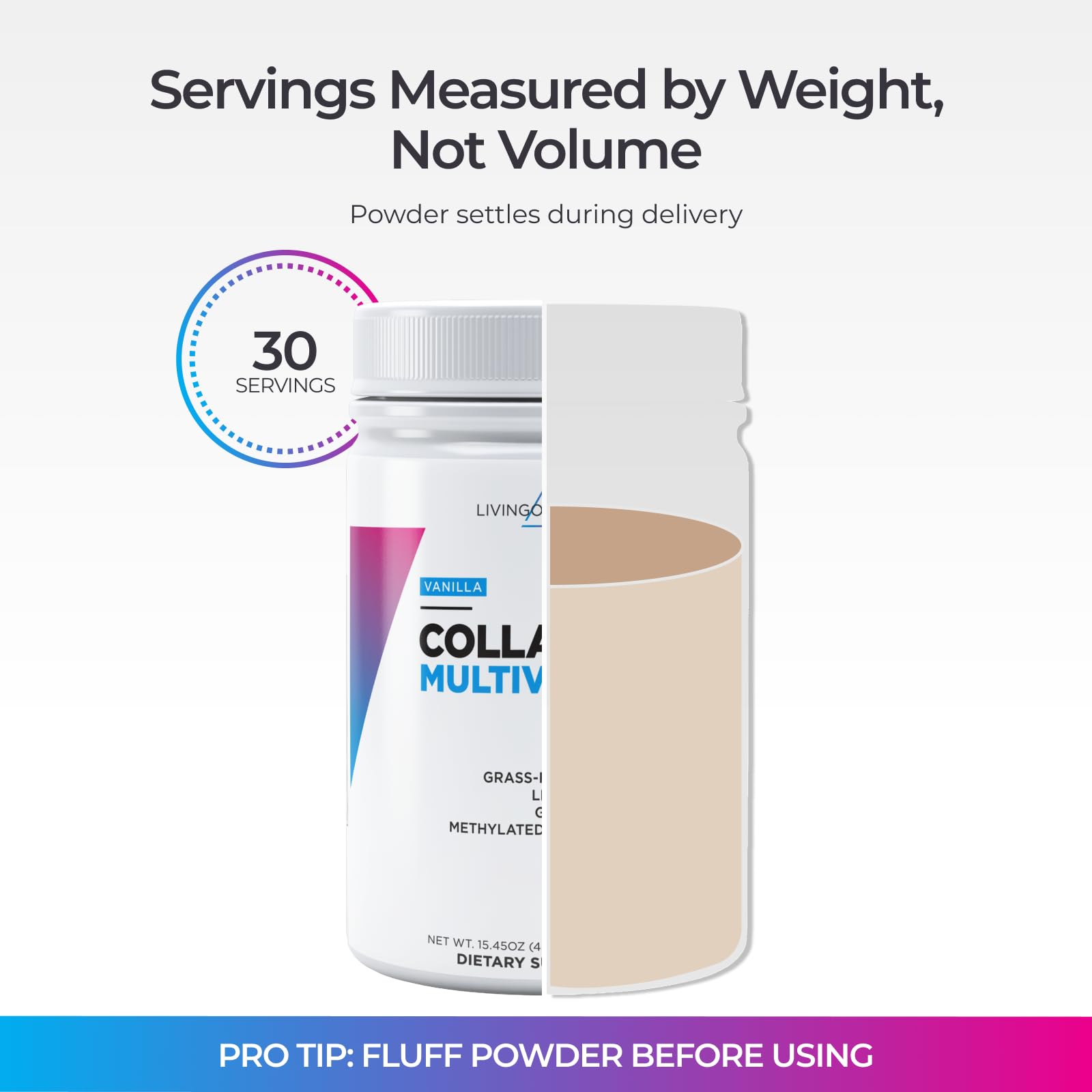 A smoothie blends Livingood Daily Collagen Vanilla for daily beauty and gut-friendly routine.
