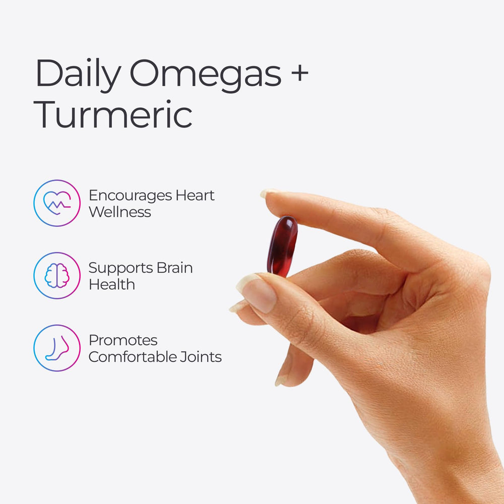 Livingood Daily Omega capsules close-up highlights easy-to-swallow softgels for daily wellness
