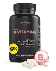 Livingood Daily Vitamin B Complex capsules bottle front showing daily energy support