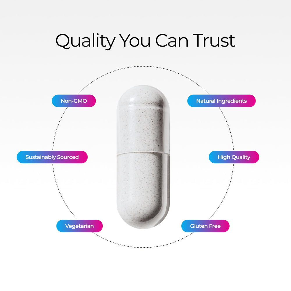 Livingood Daily bottle communicates allergen-free, gluten-free features and transparent ingredients.