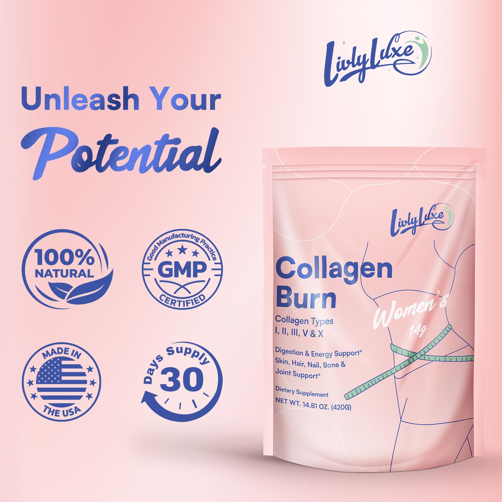 Probiotic blend in LivLyLuxe Collagen Burn powder supports gut health