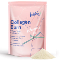 LivLyLuxe Collagen Burn powder tub showing the product for daily fat loss support