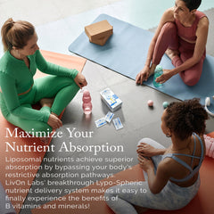 LivOn Liposomal B Complex packet ready to mix for on-the-go energy.
