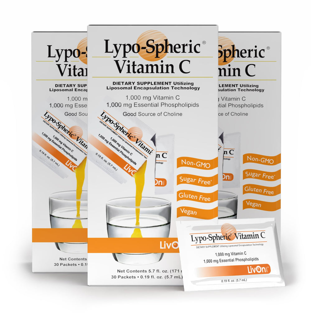 LivOn Liposomal Vitamin C packet close-up for easy immune support and delivery