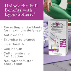 LivOn Lypo-Spheric Glutathione being dispensed into water for fast absorption.