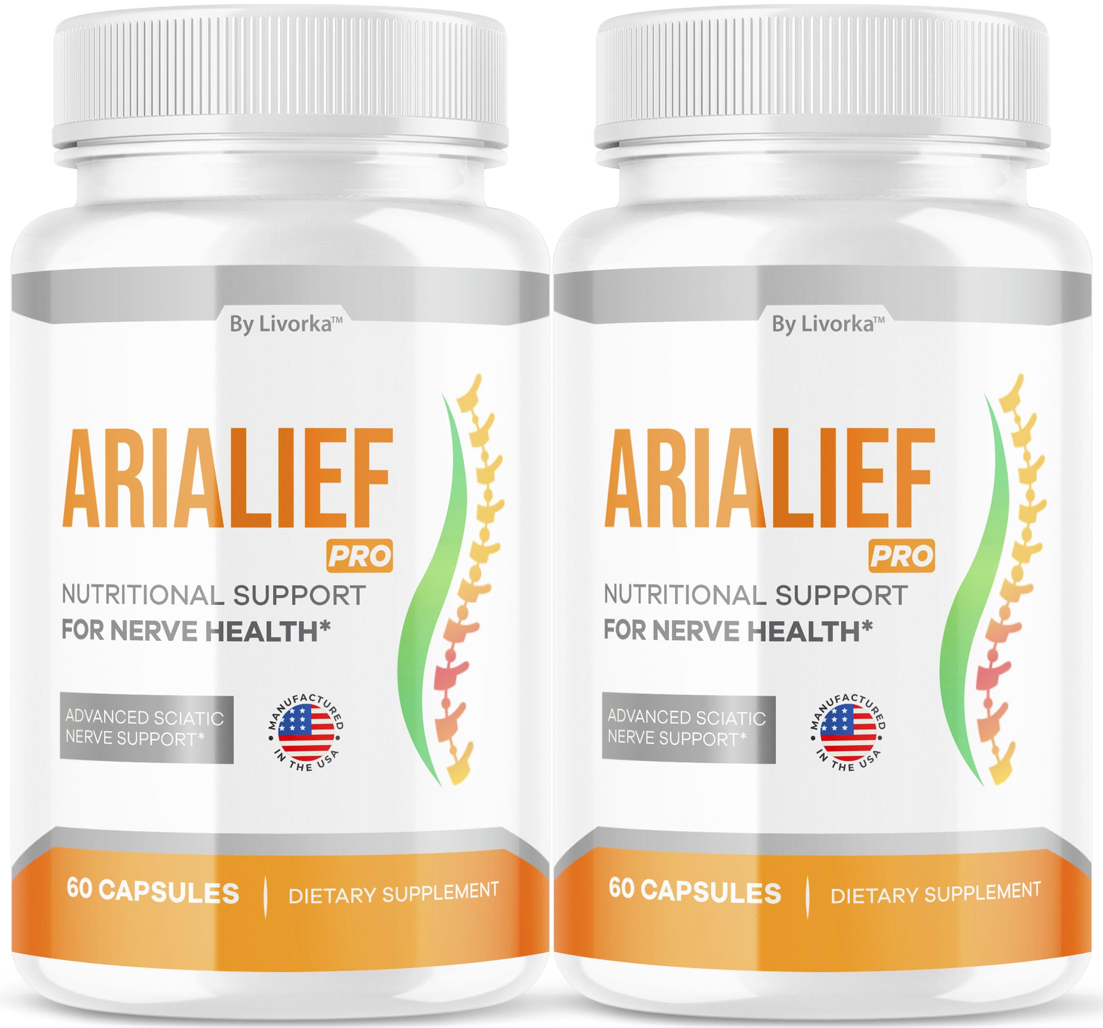 LIVORKA Arialief Pro capsules bottle displayed on a clean surface for everyday nerve health support.