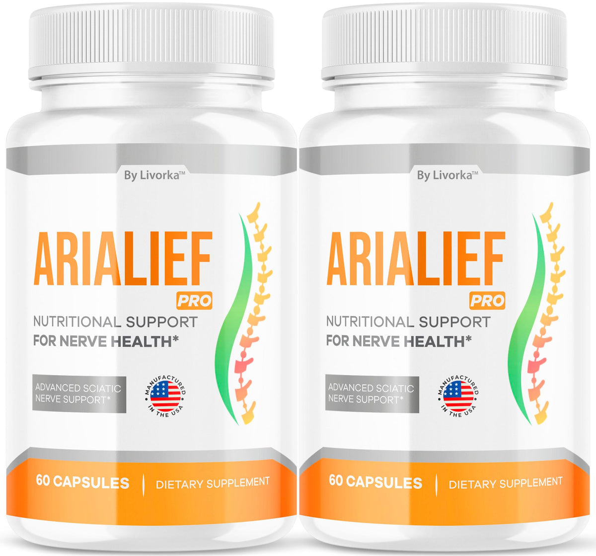LIVORKA Arialief Pro capsules bottle displayed on a clean surface for everyday nerve health support.