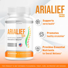 Closeup of Arialief Pro capsules emphasizes easy daily intake and convenient packaging.