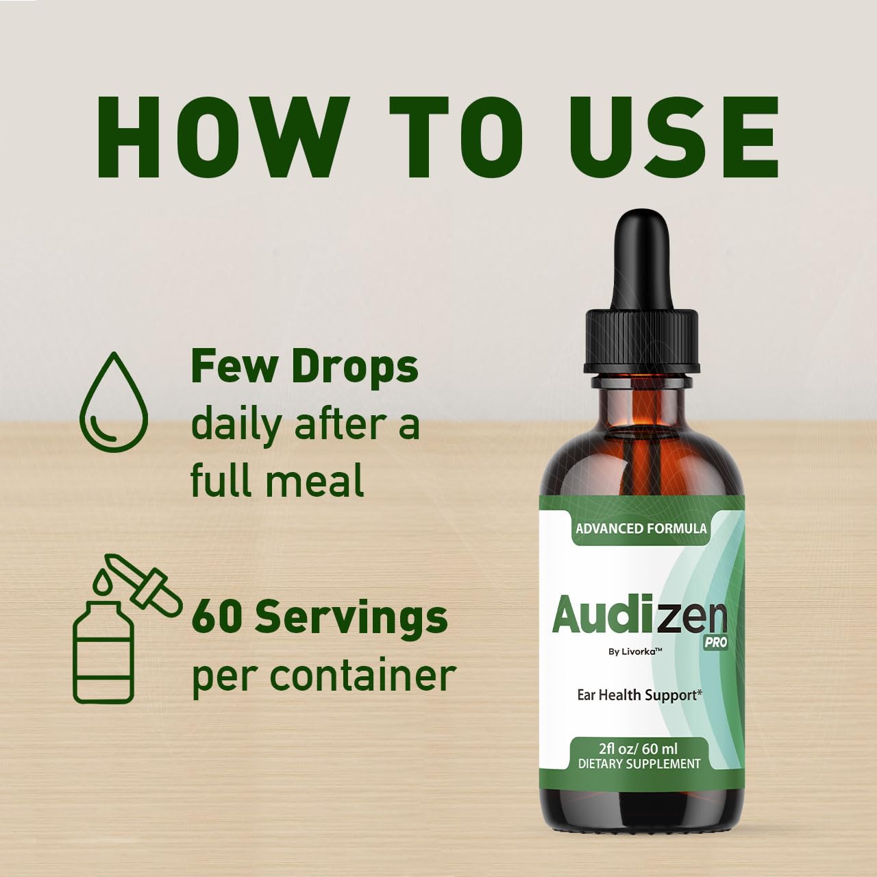 LIVORKA Audizen Pro liquid form with smooth mouthfeel for easy intake.